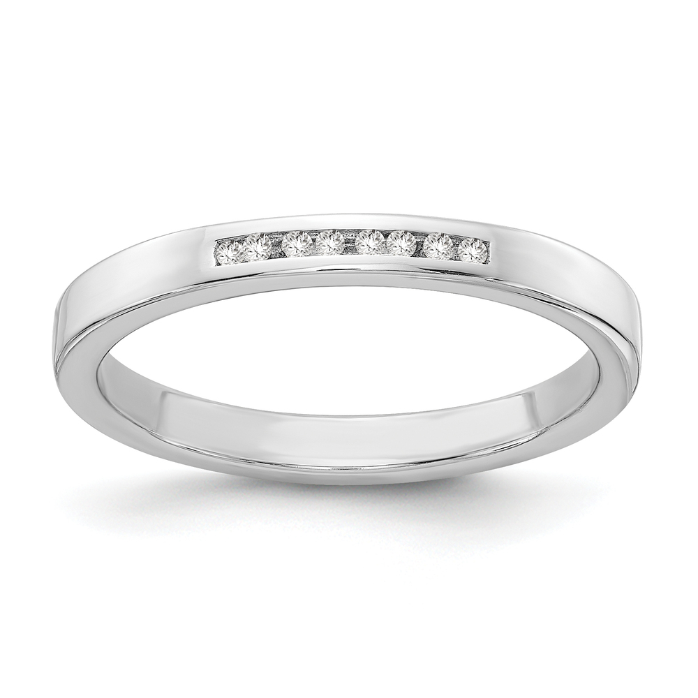 925 Sterling Silver Rhodium-plated Chanel-set Diamond Ring